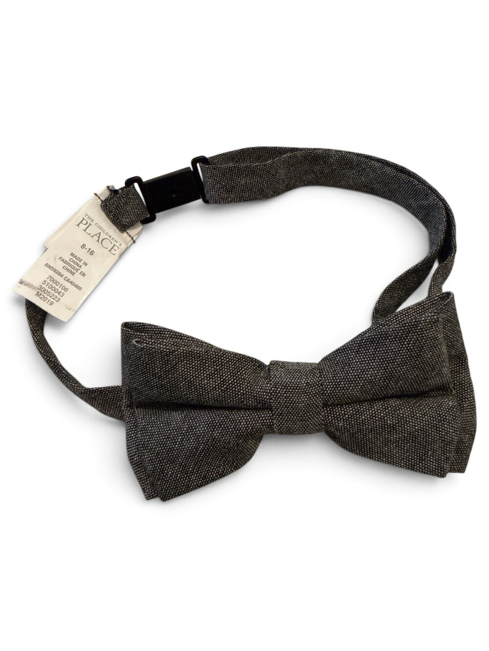 The Children's Place Gray Clip-On Pretied Adjustable Bow Tie, Textured Polyester